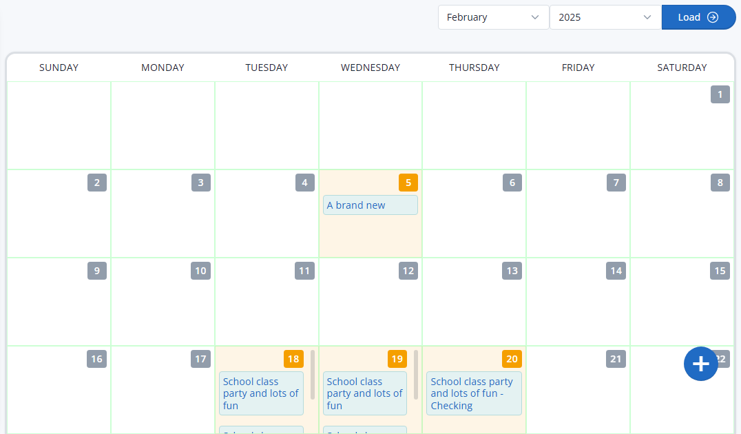 Interactive School Calendar
