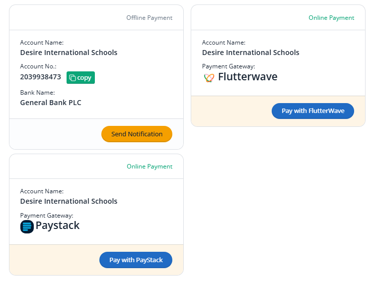 Multiple Fee Payment Options