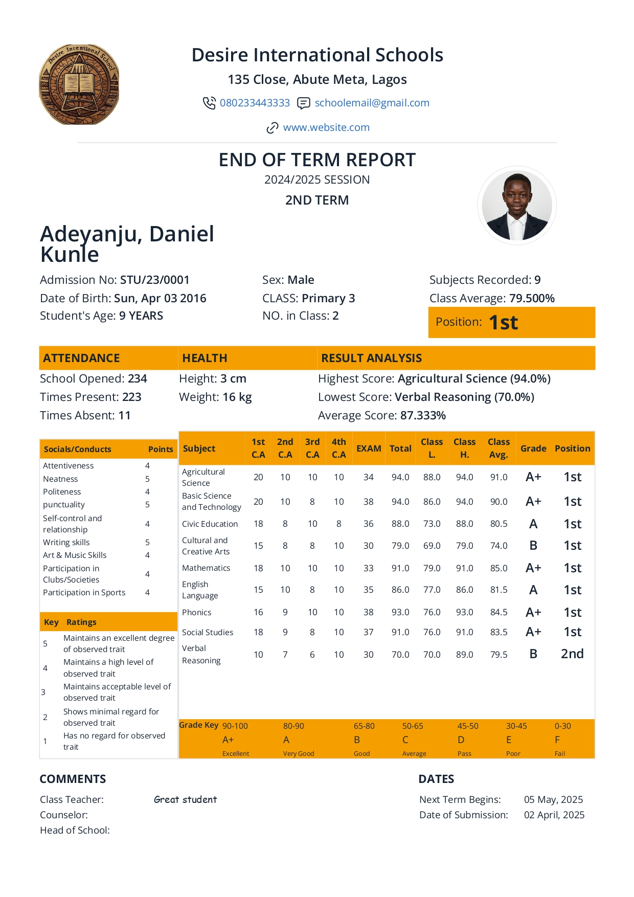 View Student Report Card