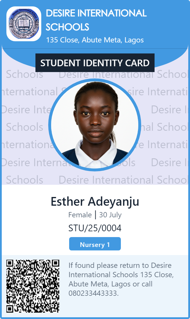 Student ID Cards with QR Code