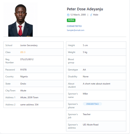 Student Profile & Bio Data