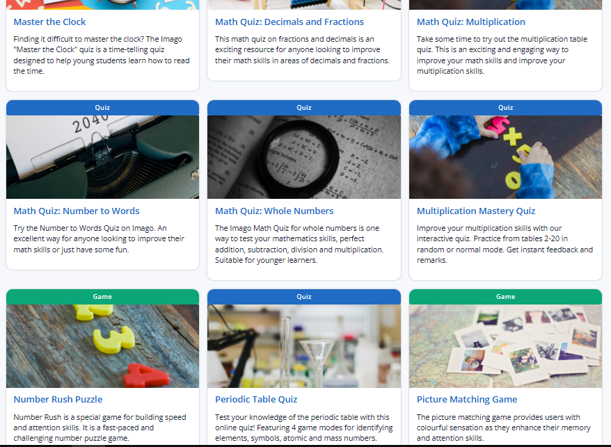 Educational Games, Quizzes & Tools